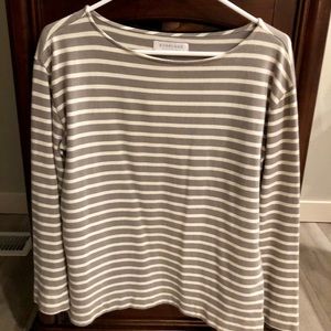 Everlane long sleeve olive/white cotton shirt - M